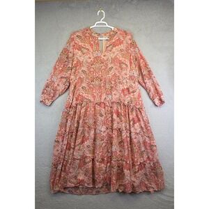 Wonderly Maxi Dress Womens 2X Pink Tiered Boho Peasant Cottagecore Milkmaid‎